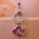 Double Heart Dangling Belly Ring