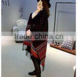 New Nepal Block Poncho Cape Blanket Scarf Wrap Heavy Warm thumbnail-1