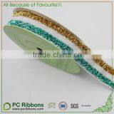 5/8inch Striped Elastic Glitter Metallic Velvet Ribbon thumbnail-2