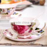 European Style Bone China Coffee Cup and Saucer Set thumbnail-2