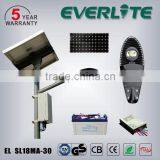 TUV GS CB approved high quality battery and panel ip65 5 years warranty solar led street light 60w