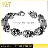 On Stcok China Factory Curb Link Skull Bracelets, Stainless Steel Skull Wrap Link Skull Bracelets for Men (SB-001) thumbnail-1