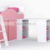 2016 new design wooden kids bunk bed with hidden desk