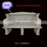 Hand Carved White Stone Outdoor Bench thumbnail-1