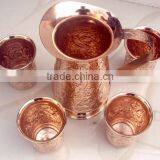 SET OF 100% PURE COPPER JUG WITH FOUR COPPER TUMBLERS FOR WATER, BEER, MOSCOW MULE, GINGER VODKA thumbnail-2