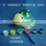 DIY pottery tortoise coin bank