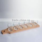 LFGB,FDA,CIQ,SGS Certification and Eco-Friendly Feature shot glass set with wooden tray