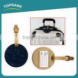 Toprank OEM Wholesale Custom Gift Round Shaped Suitcase Name Tag Embossed Travel Leather Pu Luggage Tag thumbnail-1
