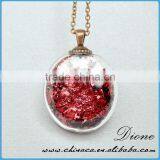 Antique Copper Cap Pink Beads DIY Mini Glass Bottle Pendant thumbnail-2