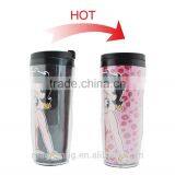 BPA Free Reusable Color Changing Double Wall Insert Plastic Tumbler thumbnail-6