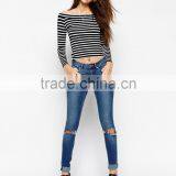 New Factory Design Off-shoulder Top With Bardot Neck In Stripe thumbnail-3