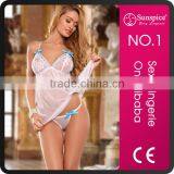 Bridal Wear Mesh and Lace Sexy Babydoll Backless Nighty thumbnail-1