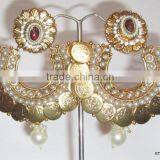 Gold Coin Bollywood Dangler EARRINGS thumbnail-2