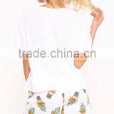 MGOO Custom Design Women Pyjama Set Screen Print Crop Top With Full Print Shorts Funny Pajamas Set thumbnail-2