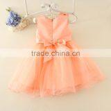 Hot Turkey Wholesale Children Clothes Summer Shiny Performance Dance Dresses Orange One Piece Flower Party Dress Vietnam Dress thumbnail-2