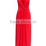 Sexy Deep V Neck Knot Front Evening Gown Ladies Long Evening Party Wear Gown thumbnail-4
