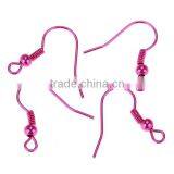 Copper Ear Wire Hook Fuchsia With Spring Ball Loops 19mm x 19mm,50Pairs thumbnail-3