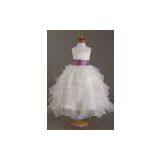Ball Gown Sheer Neck Sleeveless Beading Floor-length Flower Girl Dresses Flower- thumbnail-1