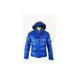 Custom Blue Short Mens Goose Down Jacket / Outerwear For Winter