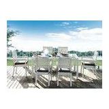 White Synthetic Rattan Garden Furniture 6 Chair Patio Dining Set