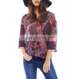 New Fashion Women Clothing Long Sleeve Customized Women Rayon Blouse thumbnail-2