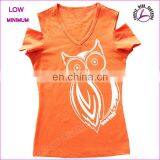 Women V Neck off Shoulder t Shirt Printing Custom T-shirt Cotton t Shirt thumbnail-1