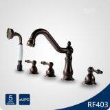 Bathroom 5 Hole bathtub faucet with hand shower bronze