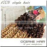 China wholesale full cuticle high quality natural curly hair two tone hair extension