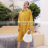 TWOTWINSTYLE Asymmetrical Lantern Long Sleeve Pleated Hem Dress Female thumbnail-5