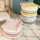 Living Room Decor Boho Design Foot Rest Pouf Washable Home Use Ottoman Pouf With Tassels thumbnail-3