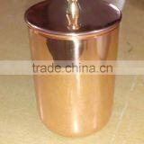 Copper Plating Stainless Steel Soy Candle Jar With Lid having Brass Knob