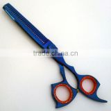 Fancy Rings Thinning Scissors Blue Titanium Coated 6.5"
