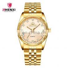 CHENXI 004A Couple Japan Watch Stainless Steel Hand Watch Crystal Diamond Gold Couple Outdoor Watch thumbnail-5