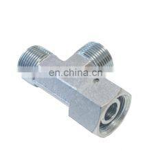 CC/CD-RN Carbon Steel Metric/BSP Male Thread Tee Hydraulic Pipe Fitting With Swivel Nut