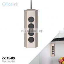 Corner Socket With German Outlets and Stainless Steel Finish