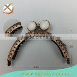 Love Deep Bronze Purse Semicircle Metal Frame With Two White Beads