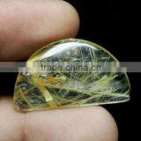 Top Quality Natural Rutile Cabochon Gemstone / Smooth Rutile Cabochon Stone / Yellow Rutile Quartz Fancy D Shape Rutile thumbnail-4