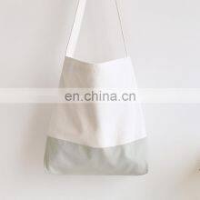 Wholesale OEM High Quality Natural Women Zipper Contrast Color Canvas Shopping Bag Custom Blank Canvas Tote Bag thumbnail-4