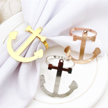 Eco-friendly Metal Gold Ship Anchor Napkin Rings Serviette Holder for Wedding Party Restaurant Home Table Decoration thumbnail-1