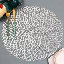 Fancy Modern Round Flower Pattern Non Slip Heat Resistant PVC Table Pads Bowl Hollow Place Mats thumbnail-2