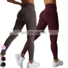 Custom Peach Hip V-Arc Waisted Running Sports Leggings Scrunch Butt High Waist Fitness Pants Seamless Yoga Leggings For Women thumbnail-1