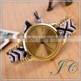 New Fashion Cute Handcrafted Woven Quartz Watch, Fabric Women Geneva Watches thumbnail-1