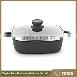 With Induction Bottom and Glass Lid Die Cast Aluminium Square rice skillet