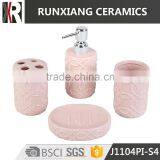 Fashion Design Pink Glazed Ceramic Bathroom Accessories Set thumbnail-1