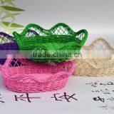 Compact and small round woven wooden natural cane gift basket