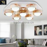 Wholesale Led Wooden Lampshade White Glass Lamp Ceiling Light