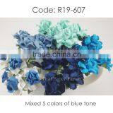 Blue Mixed Small Handmade Mulberry Paper Flower, Wedding Party, Scrap-booking Crafts, Wholesale 19/607 thumbnail-1