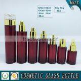 Cylinder RED Coloured Glass Cosmetics Bottles and Face Cream Jars thumbnail-3