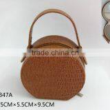 Round Cosmetic Box in Bamboo Looking thumbnail-2