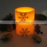 Battery Powered 6 Inch Plastic Pillar Colorful Christmas Moving Snowflake Candle thumbnail-6